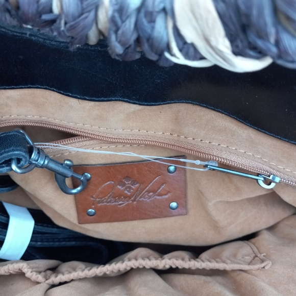 NWT PATRICIA NASH WOVEN STRAW TOTE BAG // CROSS BODY BAG WITH LEATHER STRAP - Picture 6 of 16